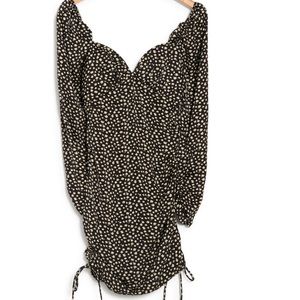 Ruched side tie mini dress